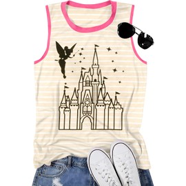 Magical Tank Tops Women Magic Kingdom Tank Fairy Castle Tshirt Girls Trip Tee Family Vacation Shirt Summer Sleeveless Tops