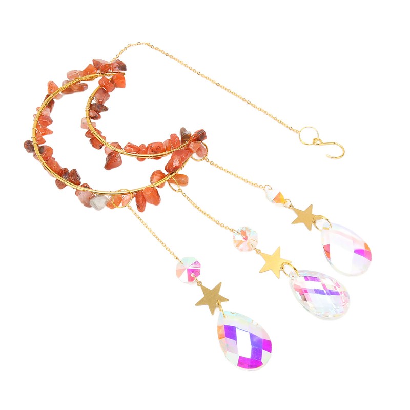 Moon Wind Chimes Bright Crystal Hanging Pendant Window Decoration for