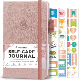 Clever Fox Diario de Cuidado Personal de Bolsillo – Cuaderno de Reflexión Diaria – Planificador de Salud Mental y Desarrollo Personal, Registro de Meditación y Estado de Ánimo (Oro Rosa)