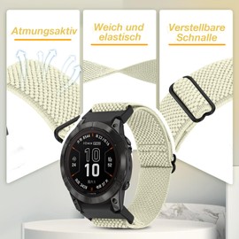 XANS Elastic Bracelet Compatible with Garmin Fenix 8 51 mm/Fenix 7x/7x Pro/Fenix 6x/6x Pro/Fenix 5x/5x Plus/Fenix 3/3 HR, 26 mm Nylon Watch Strap for Garmin Enduro 2/Instinct 2X/Descent MK1/MK2