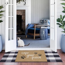 JJUUYOU Large Welcome Mat for Front Door Funny Doormat Wipe Your Paws Doormat Rubber Non Slip Backing Indoor Outdoor Rug Absorb Moisture Resist Dirt Mat for Entryway Front Door Porch,Black
