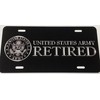 Engraved US Army Retired Car Tag Silver Diamond Etched on
