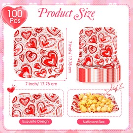 Ziliny 7 Inch Valentine's Day Dessert Plates Square Red Disposable Plates Heart Paper Plates Valentines Party Plates Decorative Tableware for Valentine's Day Wedding Birthday Dinner(100 Pcs)