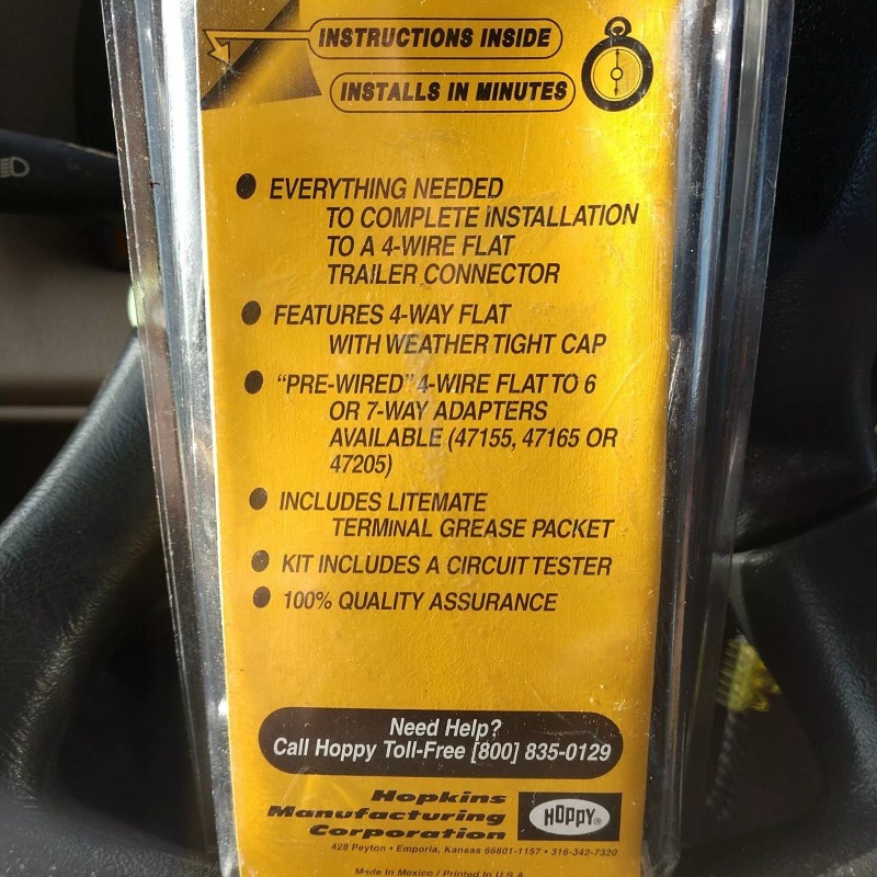 Hopkins Hoppy 46105 Universal Trailer Wiring Kit 4 Flat