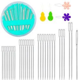 Hekisn 60-Pack Premium Hand Sewing Needles Set, 6 Sizes Embroidery Needles Kit with Threaders, Assorted Large Eye Sewing Needles for Repair, DIY, Art & Craft Projects(Black&Pink)
