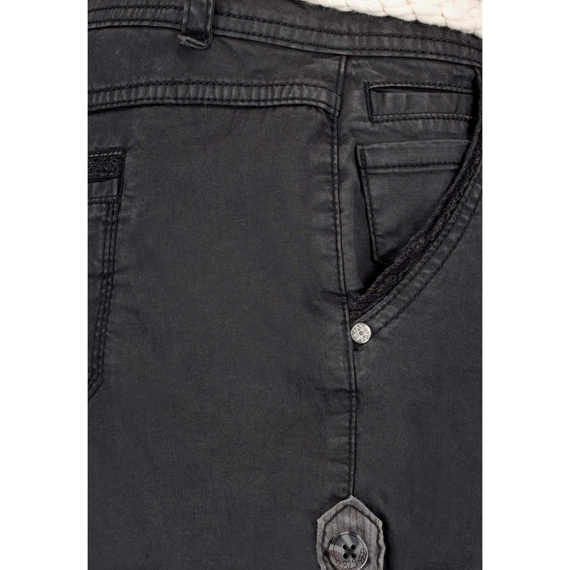 Eight2Nine Women's Chino Shorts with Braided Belt, Dark-grey