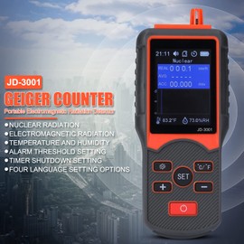 Geiger Counter,JD‑3001 Geiger Counter Easy Reading Multifunctional Radioactive Detector for Nuclear Radiation Electromagnetic Radiation