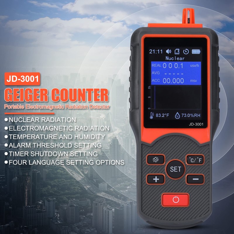Geiger Counter,JD‑3001 Geiger Counter Easy Reading Multifunctional Radioactive Detector for
