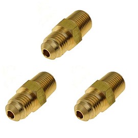 HongBoW Hardware 3Pcs Brass Flare Tube Fitting, Half-Union Fitting, 1/4" Flare x 1/8 NPT Male Pipe (NPT Thread Diameter:0.405") for Natural Gas, Refrigeration, and Hydraulic Applications