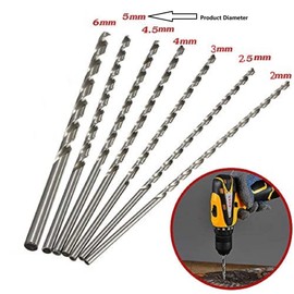 Broca Helicoidal de 5mm, Eujgoov, 1 unidad, Broca, HSS, Vástago Recto, 200mm, Madera, Aluminio