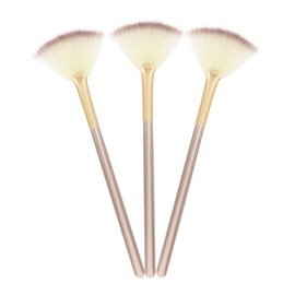 Beavorty 3 Piezas Cepillo De Maquillaje Cepillo De Ventilador Cepillo De Abanico Para Resaltador Pinceles De Maquillaje Facial Aplicador De Mascarilla Mango De Madera Acrílico Mango Largo