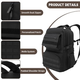 BQKOZFIN Tactical Backpack Waterproof Military MOLLE Assault Backpack Bag for Hunting Camping Travel,11" L x 8" W x 18" H…