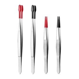 VARKAGE Set of 4 Tweezers Set, Tweezers Craft with Rubber Tips, Craft Tweezers for Making Laboratory Jewellery, DIY Crafts, Stamp Coins