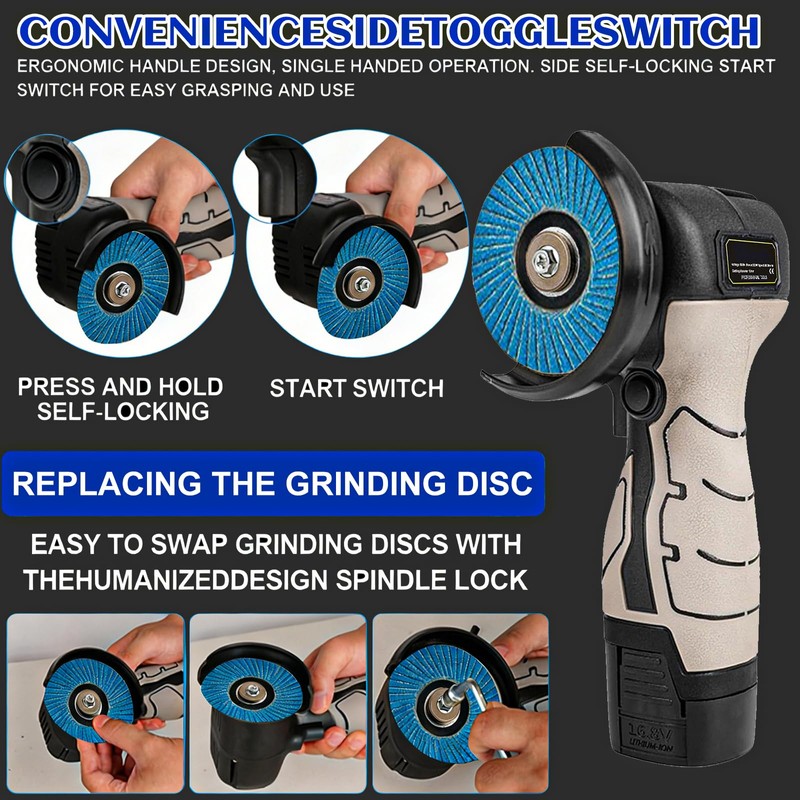 Cordless Brush Angle Grinder Kit, Mini Electric Angle Grinding Tool