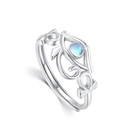 Eye Of Horus Ring 925 Sterling Silver Moonstone Ring Adjustable Egyptian Anka Amulet Ring Horus Eye Jewellery For Women Girls