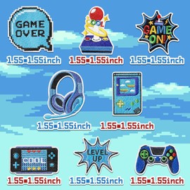 8PCS Video Game Iron on Patches, Video Game Embroidery Patches Pixelated Gaming Sew Iron on Embroidered Applique Repair Patch DIY Craft Accessories Gifts for Kids Boys Gamer Fans Enthusiasts Clothing Backpack Hat (Blue)
