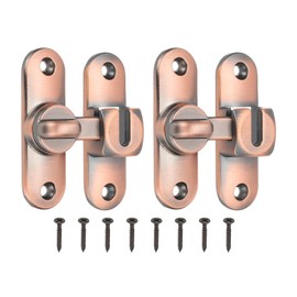 PATIKIL 2 Pack Flip Sliding Door Latch Safety Bar Gate Lock Hardware for Cabinet Bathroom Bedroom Garden, Copper Tone