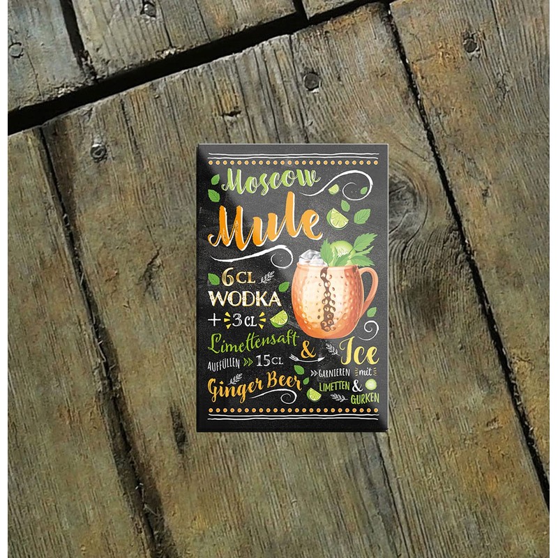 schilderkreis24 Cocktail Recipe "Moscow Mule" Magnet Alcohol Spirits Decorative Fridge