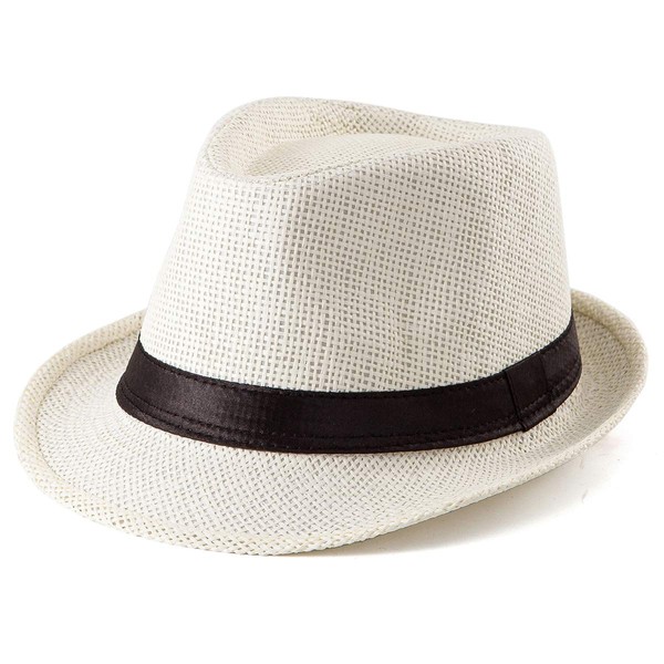 Straw Fedora Hats for Women - Men Sun Hat Trilby