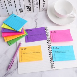 TIESOME 6 Pack to Do List Sticky Notes, 300 Sheets Self-Stick to Do Sticky Notes with Line, Colors Adhesive Memo Sticky Notes Notepad Bulk, Home Office School Planner Reminder Supplies, 4 x 2.8 Inch