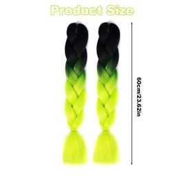 Motorcycle Helmet Braids, 1 Pair Helmet Braids, Helmet Ponytail, Helmet Braided Ponytail, Motorcycle Helmet Braids, Ponytail Wig, for Motorcycle, Ombre Black to Green
