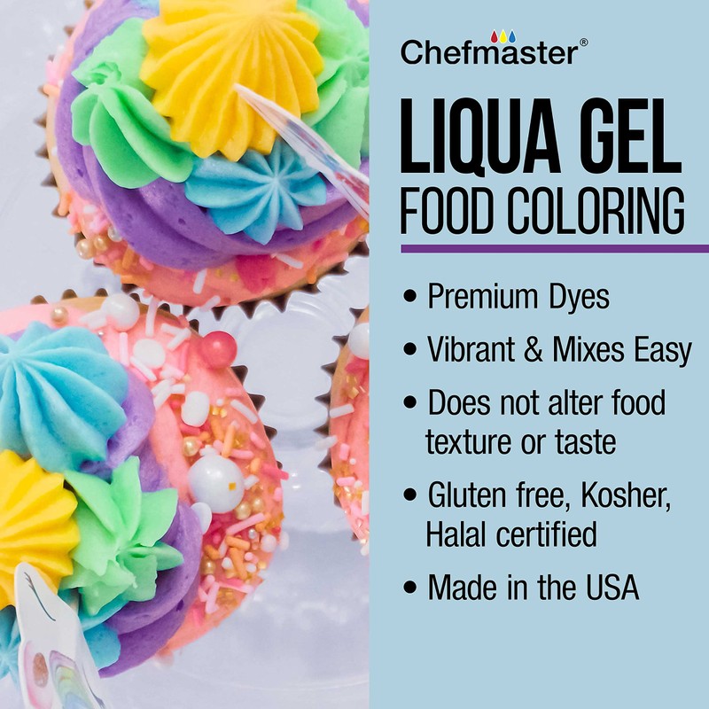 Chefmaster Liqua-Gel Variety Pack, Twelve 2.3 Ounce Bottles