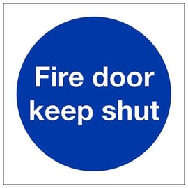 V Safety Fire Door Keep Shut Mandatory Sign - Square - 100mm x 100mm - 2mm Rigid Plastic