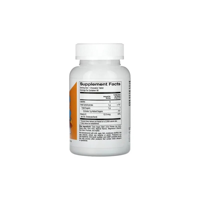 Vitamina D3 500 Ui Niños Sistema Inmune Masticable Sabor Cereza