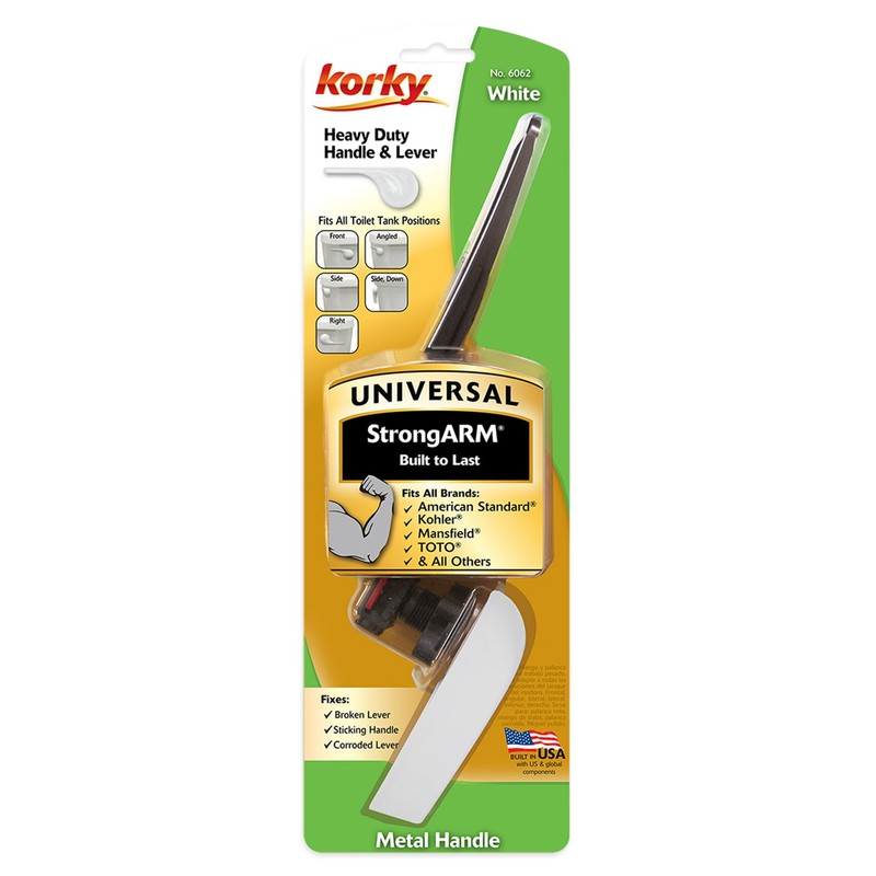 Korky 6060BP Strongarm Toilet Tank Lever, Classic Style in White