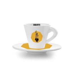Bialetti 6 Yellow Espresso Cups Set with Saucers, Porcelain