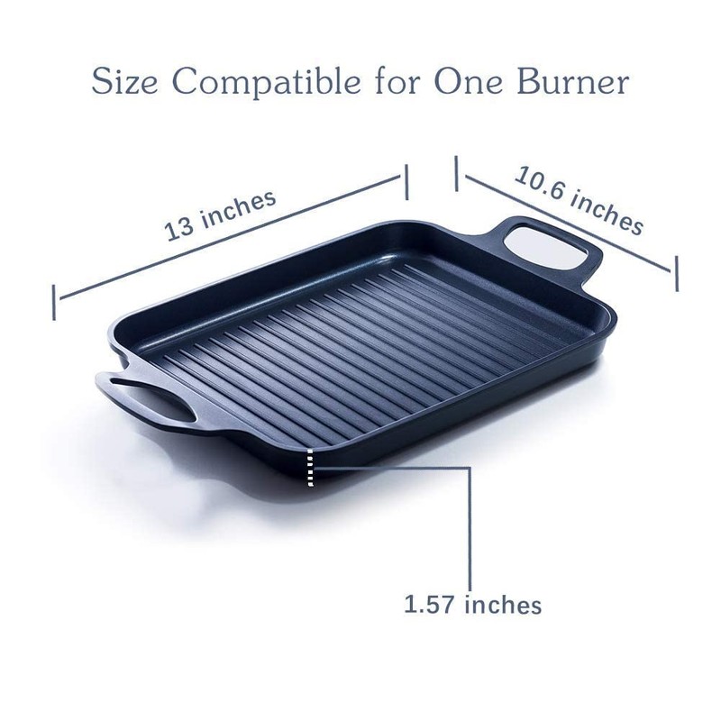 S·KITCHN Nonstick Grill Pan, Induction Stove Top Grill Plate, Glass