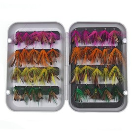 Dry Fly Bait for Fly Fishing, 40 Pack Bait Dry Wet Assortment Kit, Fly Fishing Fly Set, Dry Fly Wet Fly Assortment Set with Waterproof Fly Box