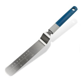 Tasty Angle Palette with Measuring Scale, 32.5 x 3 cm, Stainless Steel, Perfect for Smoothing & Decorating Cakes, Dishwasher Safe - Grey/Blue/Silver