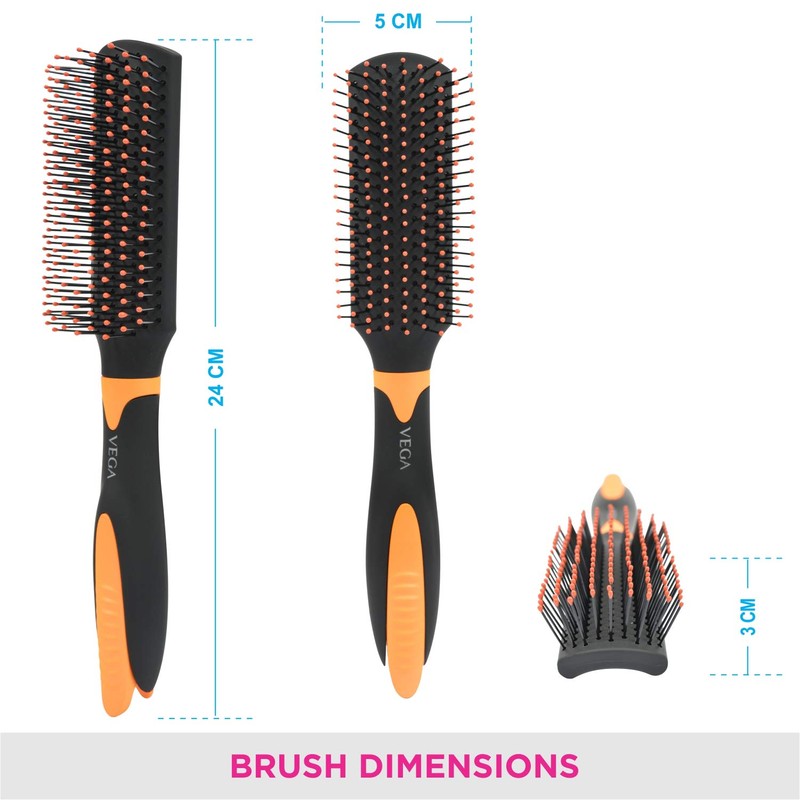 Vega Flat Brush with Clip Suitable For Short To Medium