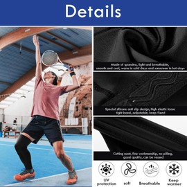 Skylety Leg Sleeves Compression Long Knee Sleeve UV Preserve for Men Women Sport Basketball Football (Black,2 Pieces)