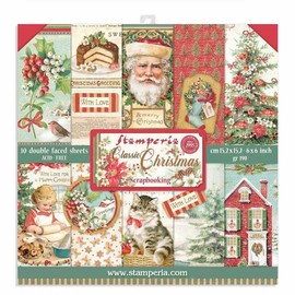 STAMPERIA INTL, KFT (3PL) Stamperia-Scrapbooking Pad-Double Face-Classic Christmas, Multicoloured, 15.24x15.26