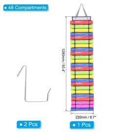 PATIKIL 24 Compartments Vinyl Roll Holder, Vinyl Storage Organizer Wall Mount/Over Door Roll Storage with 2 Hooks and Hanging Strap for Home Room, Gray