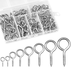 160Pcs Screw in Hooks Eye Bolts Metal Ceiling Hooks Heavy Duty Screw Eye Hooks Eyelet Screws Vine Eyes Hooks for Hanging DIY Craft, 8 Sizes