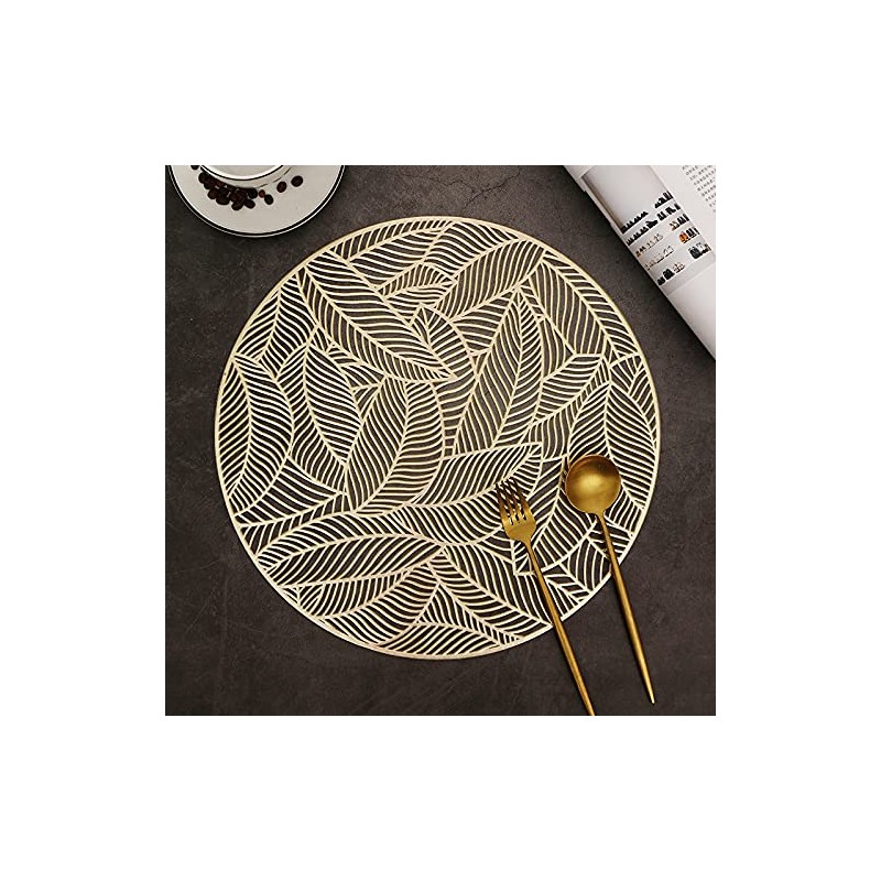 Hosoncovy 4 Pack Leaf Decorative Placemats PVC Placemats Hollow Dining