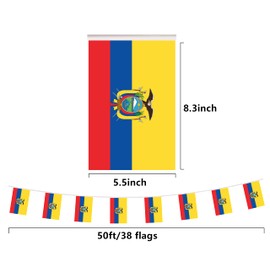 Ecuador Ecuadorian Small Mini String Banner Flags Miniature Ecuador Banners for Grand Opening,Grand Opening Sports Celebration Decorations (50 Feet 38 Flags)