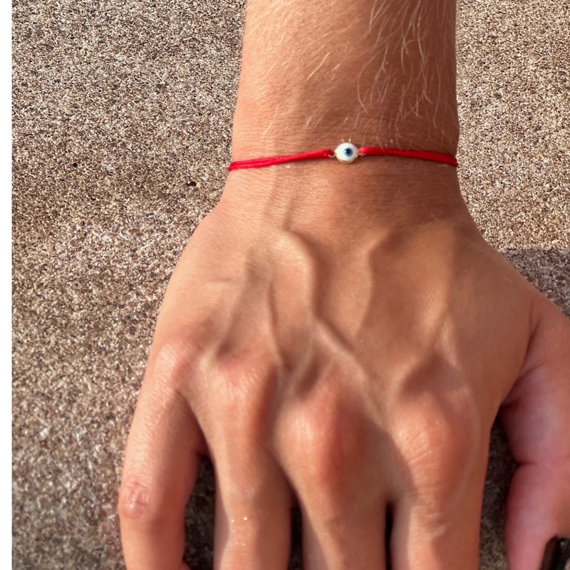 14K Gold Vermeil Evil Eye Link Connector Red String Bracelet