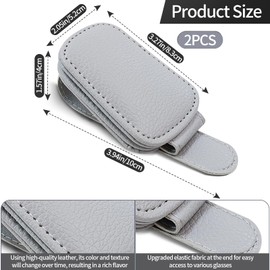 Dirvcp 2-Pack Magnetic Leather Car Sun Visor Organizer - Universal Sunglass Holder and Ticket Clip Glasses