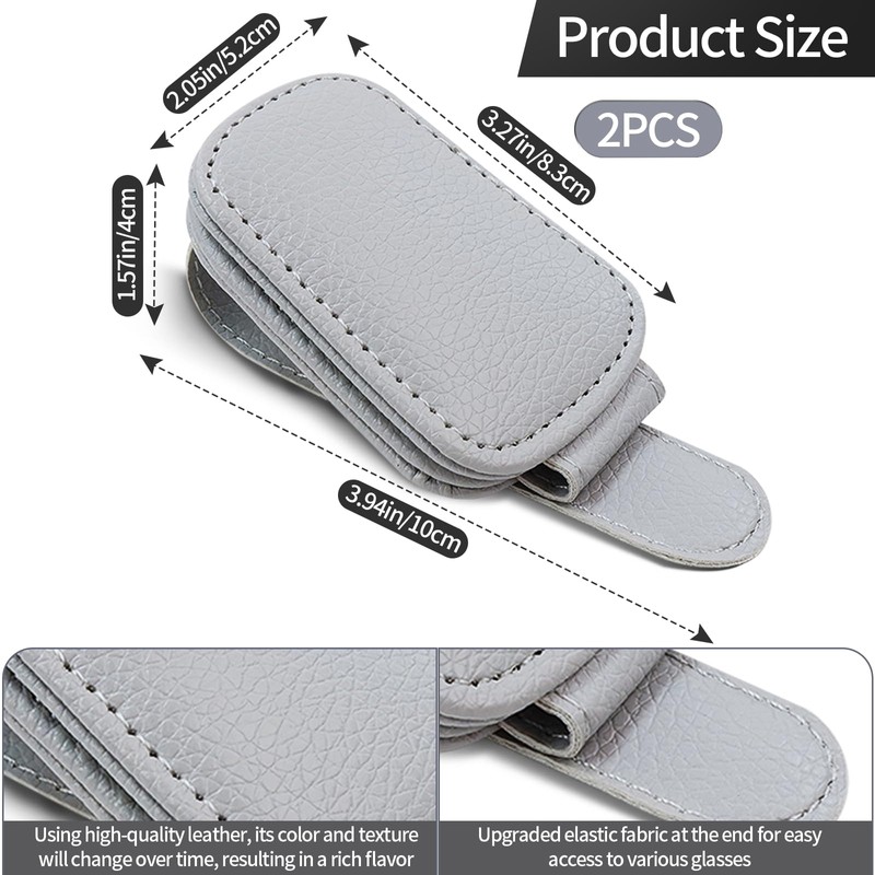 Dirvcp 2-Pack Magnetic Leather Car Sun Visor Organizer - Universal