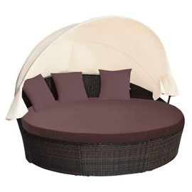 MICTONY Outdoor Daybed Cushion Cover, 66" Replacement Daybed Cover with Elastic Band, Sun Bed Cushion Cover, Outdoor Round Bed Cushion, Cover ONLY (Daybed NOT Included) (White)