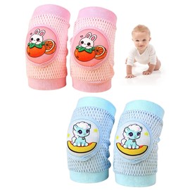 ZAMXHUG 2 Pairs Baby Kids Knee Pads Crawling Pants Baby Knee Pads Crawling Non-Slip Elastic Baby Knee Pads for Age 5-48 Months (Pattern : Rabbit + Horse)