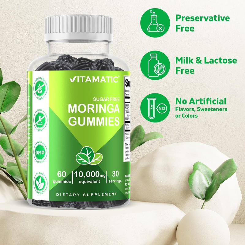 Vitamatic Sugar Free Moringa Gummies - 10000 mg Equivalent per