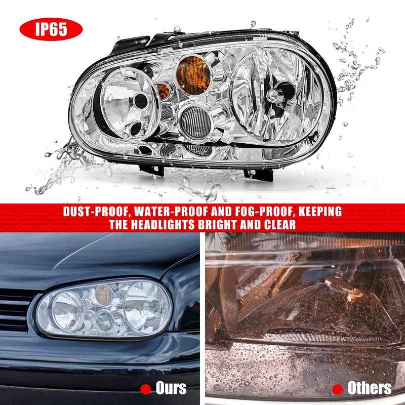 ADCARLIGHTS For 1999-2006 Volkswagen Golf MK4 Headlight Assembly with 1999-2002