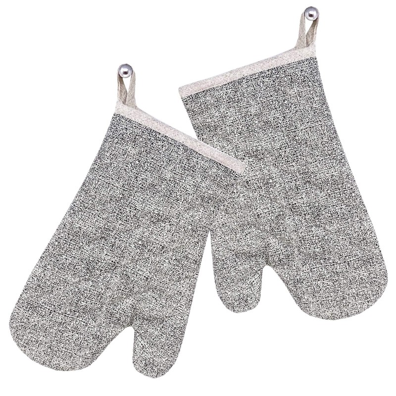 Lashuma 2 x baking gloves, cotton, barbecue gloves, rustic beige