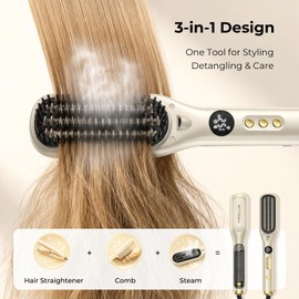 Steam Hair Straightener Brush for Women,Steam to Tame Frizzy Hair
