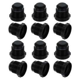 PATIKIL 3/4" Plastic Threaded Plug, 12 Pack 17/16-14UNF Male Thread 45 Degree SAE Flare Tube Fitting Valve Stop Plugs for Air Conditioner Pipe Gas Line Hydraulic, Black
